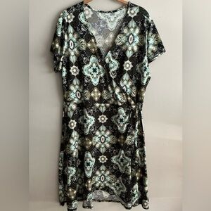 Just Be Paisley False Wrap Dress in Gray/Green NEVER WORN XL